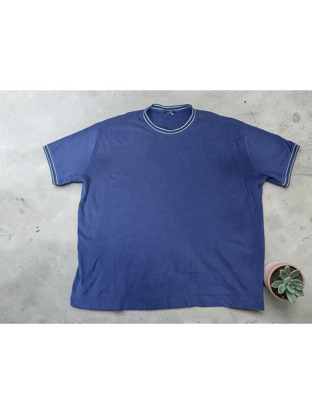 Navy Blue Short Sleeve T-Shirt with White Trim
